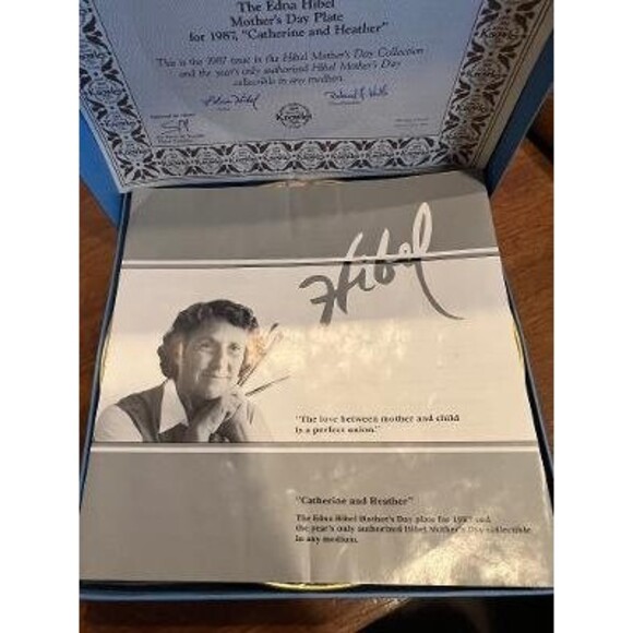 Vintage Mother's Day Plate 1987 Catherine & Heather in factory box. LE - Picture 8 of 9